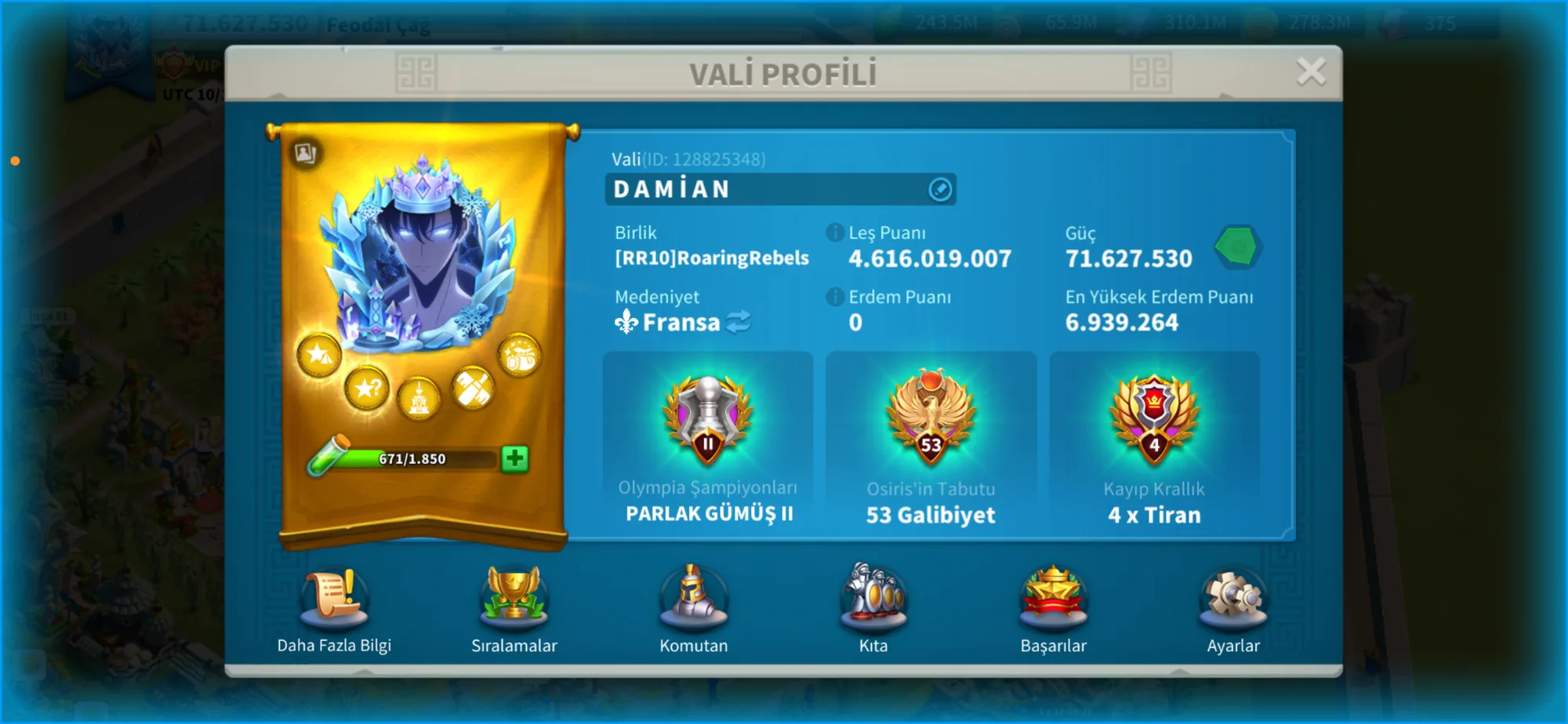 Rise of kingdoms vip 18 e 600k kalmış zenitli ralisi garnizonu hazır fırsat
