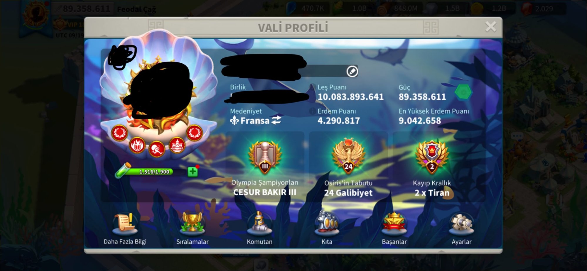 🔥 KELEPİR SATILIK 🔥 | 👑 VIP 18 | 🌍 6 KITA | ⚔️ 95M GÜÇ | 10B KP |  7 FARM