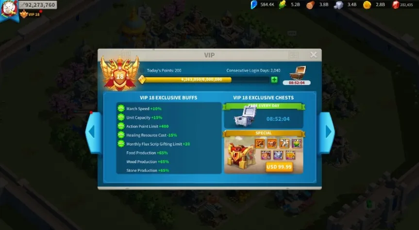 “VIP 18 Hesap • 2350 Günlük Hızlandırma • Full Kadro Komutan Gücü!