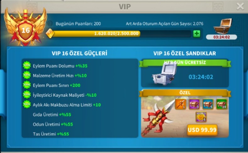 VİP16 SÜVARİ AĞIRLIKLI + SÜVARİ GARNİZON HAZIR GÖÇ HESAP !  1041 EVRENSEL KAFA ! 11B RSS ! 3 KERE GÖÇ EDER !  3 KITA FULL SET !