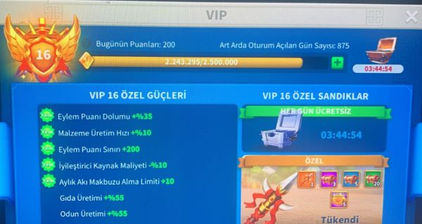 VİP16 İNF/GARNİZON HESAP !! - VİP17'YE SADECE 257K UZAK !!!