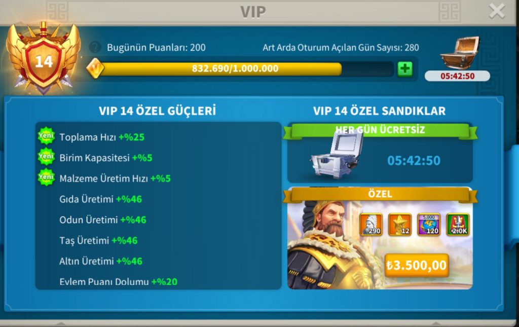 280 GÜNLÜK!!! T5 ! SEZON2(KVK2)PARA YATIRILMIŞ HARİKA HESAP !