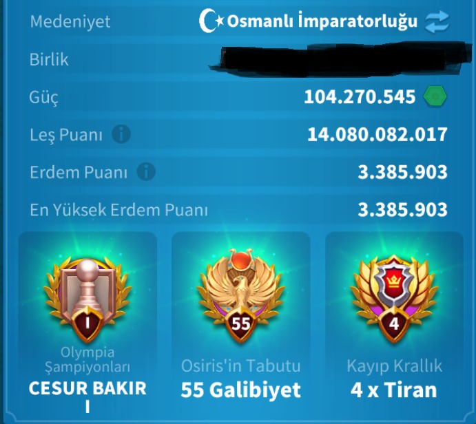 VİP18 HAZIR GÖÇ EDEBİLİR SAVAŞ MAKİNASI FULL PRİME HESAP ! HANEDAN FATİHİ ZENİTH ! 28B RSS ! 1526 GÜN HIZLANDIRMA !