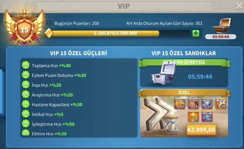 VİP15 T5 HESAP ! SEZON2 VEYA SEZON3 GÖÇ ETME HAKKI VARDIR ! 4 EFSANEVİ KOMUTANLI ! 301 GÜNLÜK !