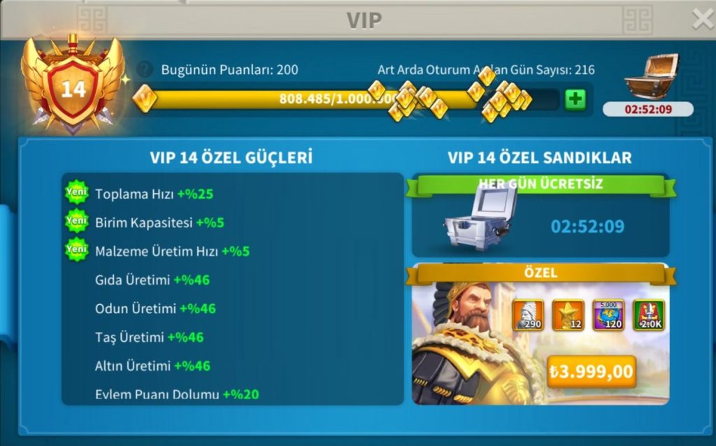 SEZON2 YE İSTEDİĞİNİZ KD GÖÇ ETTİREBİLİR VİP14 // T4 HESAP ! GÖÇ YAPMAMIŞ ! 216 GÜNLÜK GÖÇ HAKKI MEVCUTTUR ! 4 TEMEL KVK2 KOMUTANINA SAHİPTİR ! MİNO ÇEKİLMİŞ ++ YSG VE SELELHADDIN MEVCUTTUR ! SEZON2 CİLERE ÖZEL SEÇME HESAP !