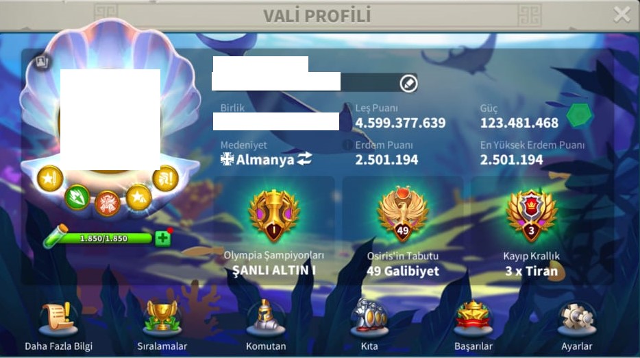 VİP17 HAZIR GÖÇE YAKIN 5 KITA FULL SET LEGANDARY EKİPMAN ! 43/9 KRİTİK ! 1139 GÜN HIZ HESABIN UZERINDE 17B RSS ! FULL META PRİME KOMUTANLAR !! RALLİ/GARNİZON MEVCUTTUR !