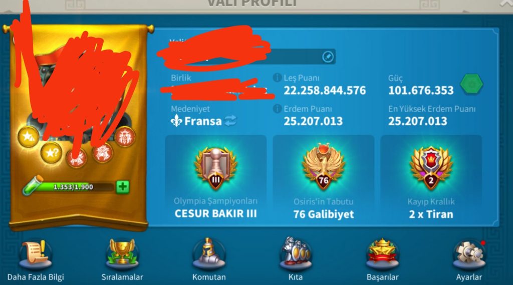 VİP19 HAZIR GÖÇ EDEBİLİR // 6 KITA FULL SET LEGANDARY EKİPMAN ! 52/32 BOLL KRITIKLI ! +8 ÖZEL YAZITLI ! 40B RSS + 1357 GÜN HIZLANDIRMALI ! 22B KP ! RALLY GARNİZON + ALAN HESABI ! SAVAŞ MAKİNASI !!!