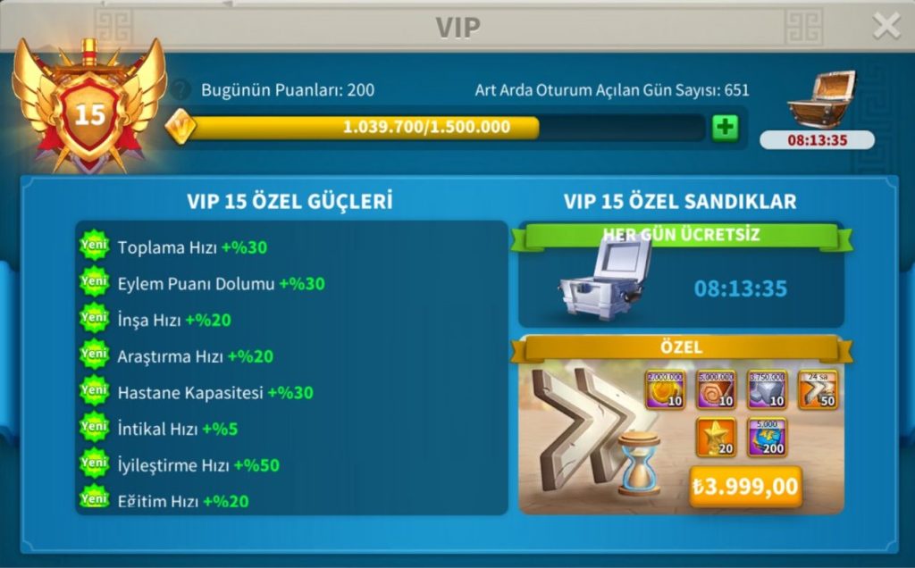 VİP15 HAZIR GÖÇ EDEBİLİR 653 GÜNLÜK GENÇ PİYADE HESAP ! 8B RSS !