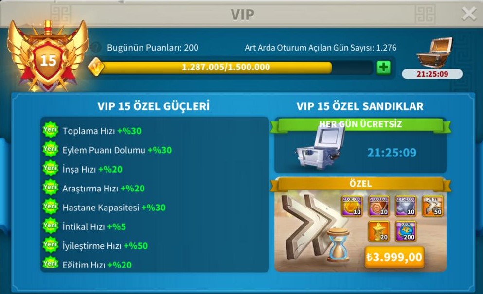 VİP15 HAZIR GÖÇ EDEBİLİR STOK DOLU SÜVARİ META PRİME HESAP !  21B RSS ! 1600 GÜN HIZLANDIRMA ! STOK HESAP ALMAK İSTEYENLERE 1/1