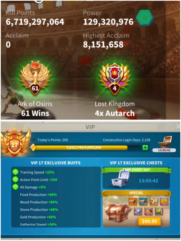 🔥 VIP 17 STATÜSÜNDE, 26 MİLYAR KAYNAKLI VE 129M GÜÇLÜ SAVAŞA HAZIR HESAP! 🔥