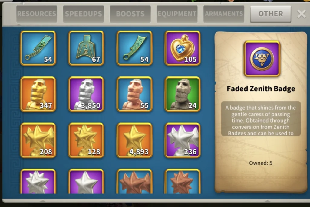 🔥 7 KITA FULL SARI SET  57 EKİPMAN/46  KRİTİK ZENITH GÖRÜNÜMLÜ DEV SAVAŞ HESABI SVİP ! 🔥