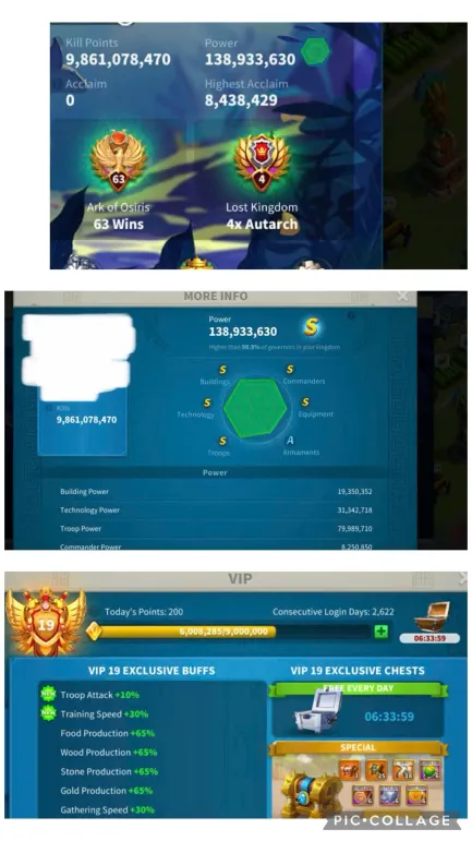 🔥 VIP 19 SEVİYESİNDE, 138M GÜÇ VE25 MİLYAR KAYNAKLI ÜST DÜZEY SAVAŞ HESABI! 🔥