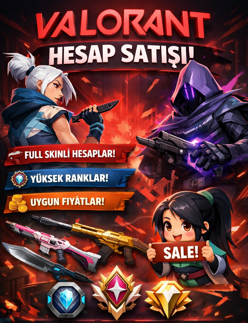 ZENGİN SKİNLİ VALORANT HESABI | ONI, ION, SPECTRUM, VCT BIÇAK | 10+ KNIFE