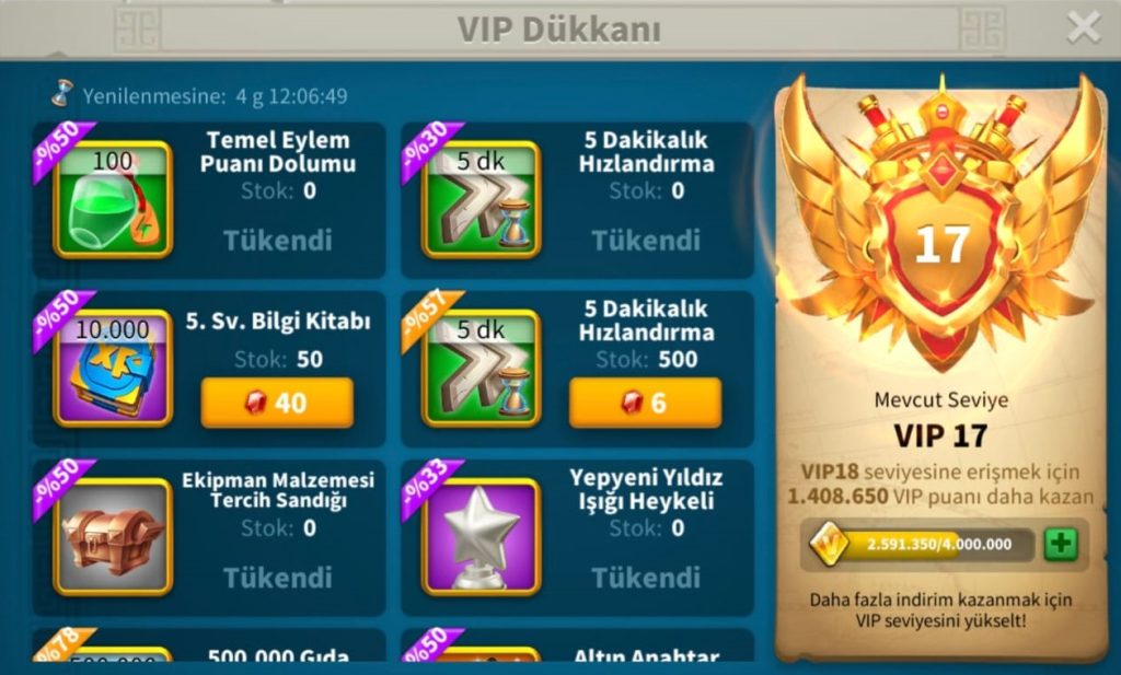 VİP17 HAZIR GÖÇ EDEBİLİR 5 KITA AÇIK ALAN PRİME KOMUTANLAR MEVCUT ! 17B RSS ! 650 GÜN HIZLANDIRMA ! FULL KRİTİKLİ SETLER !