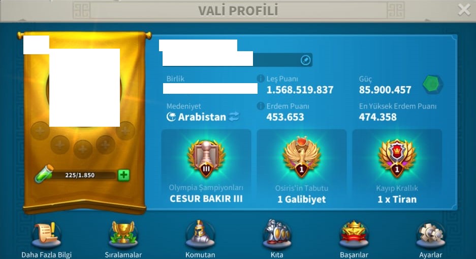 VİP17 HAZIR GÖÇ EDEBİLİR ! +5 KITA AÇIK ALAN HESABI ! KAYNAK FİYATINA VİP17 HESAP ! +30B RSS ! 1103 GÜN HIZLANDIRMA !!  2170 ADET ALTIN KAFA !!! KELEPİR FİYATA SİZLERLE !
