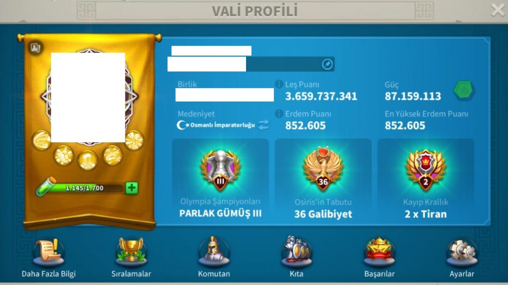 VİP16 HAZIR GÖÇ EDEBİLİR 5 KITA AÇIK ALAN HARİKA HESAP ! 1771 ADET EVRENSEL KAFA ! 14B RSS ! 1100 GÜN HIZLANDIRMA !