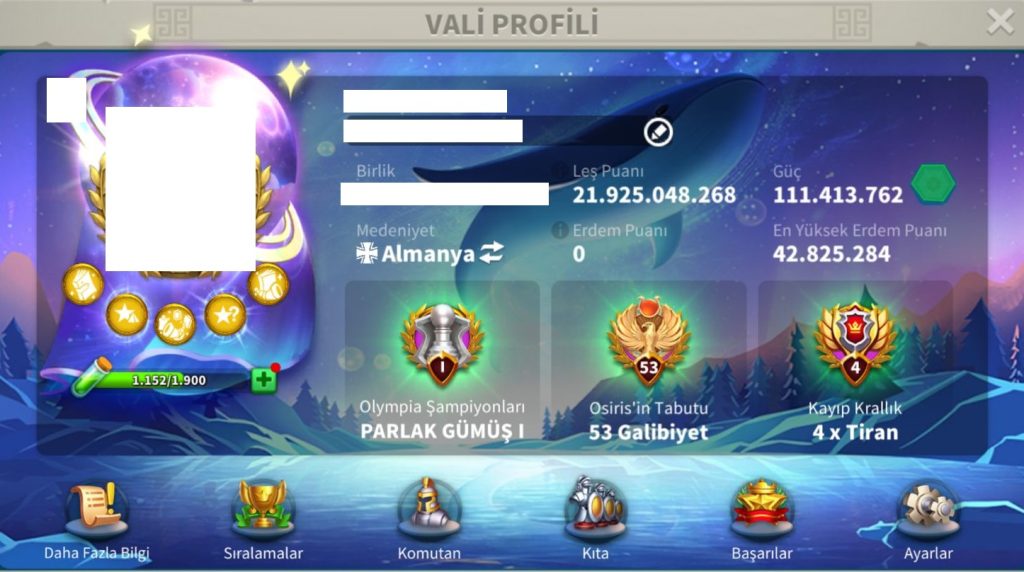 SVİP HAZIR GÖÇ EDEBİLİR 6 KITA FULL SET LEGANDARY HESAP ! BOL KRİTİKLİ BOL SEVİYE V’Lİ HESAP ! 1528 ALTIN KAFA ! 33B RSS ! 5200 GÜN TOTAL HIZLANDIRMA !!! 22B KP ! SAVAŞ CELLADI HESAP !