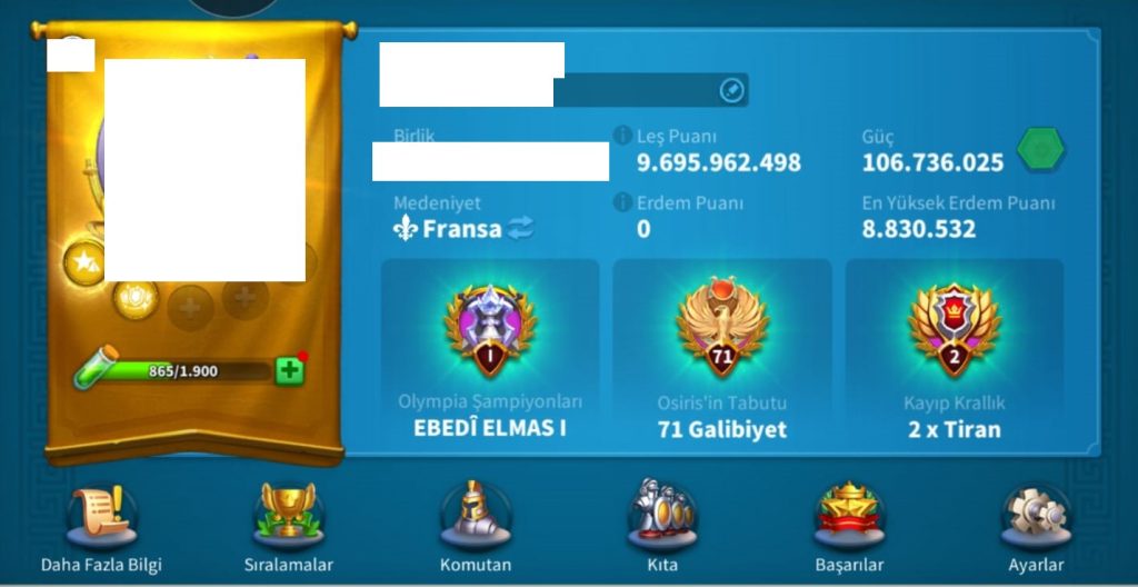 VİP18 HAZIR GÖÇ EDEBİLİR  5 KITA FULL LEGANDARY SET ! 100B SKOR RSS ! 970 GÜN HIZ ! 650 ADET EVRENSEL KAFA !  +7 ADET FARM !!! HARCA HARCA BİTMEZ ! MÜKEMMEL HESAP !