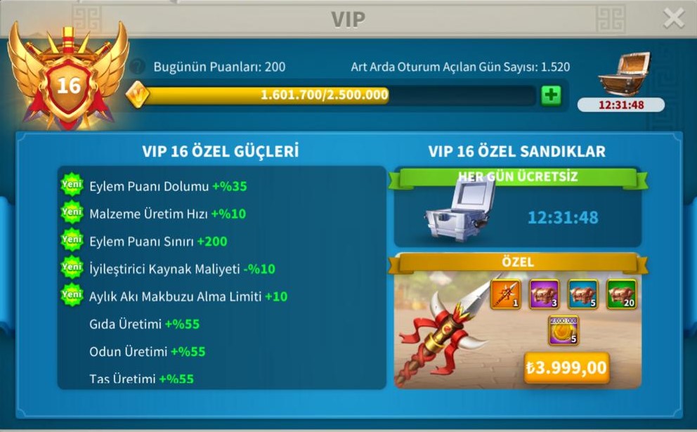 TATİL BİLETİ HAZIR OKÇU VİP16 HESAP ! 770 GÜN GENEL HIZLANDIRMA + 400 EVRENSEL KAFA ! 672K AP CANAVARI !  +7B RSS !