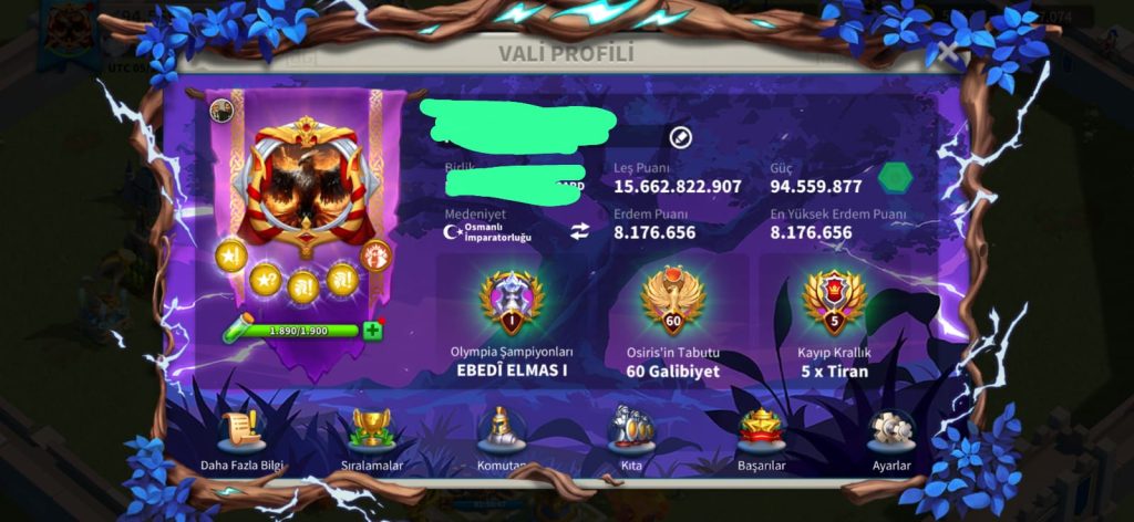 SVİP HAZIR GÖÇ EDEBİLİR 6 KITA FULL SET LEGANDARY HESAP ! FULL ZENİHT ! 670 ALTIN KAFA !  17B RSS // 800 GÜN HIZLANDIRMA ! 16B KP !!