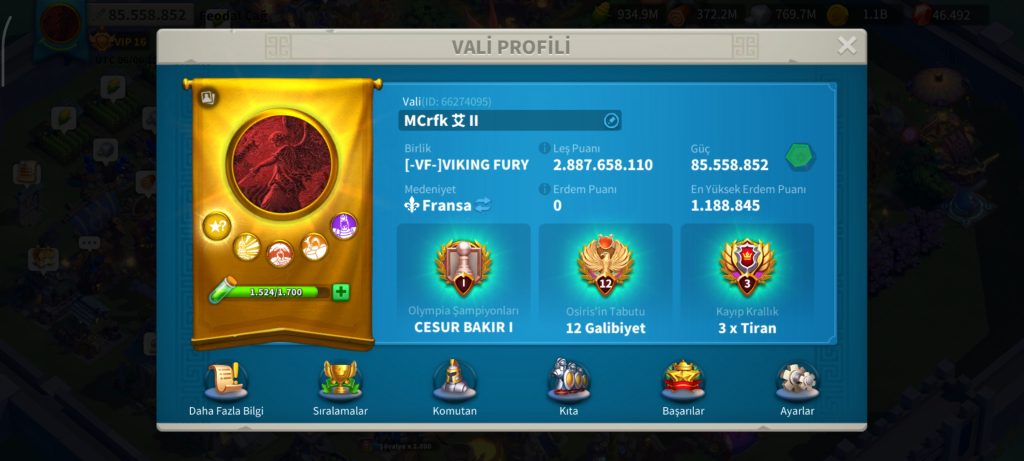 VİP16 HAZIR GÖÇ EDEBİLİR 4 KITA FULL SET / 5 KITA AÇIK ALAN ! 8B RSS +700 GÜN HIZLANDIRMALI META PRİME HESAP !