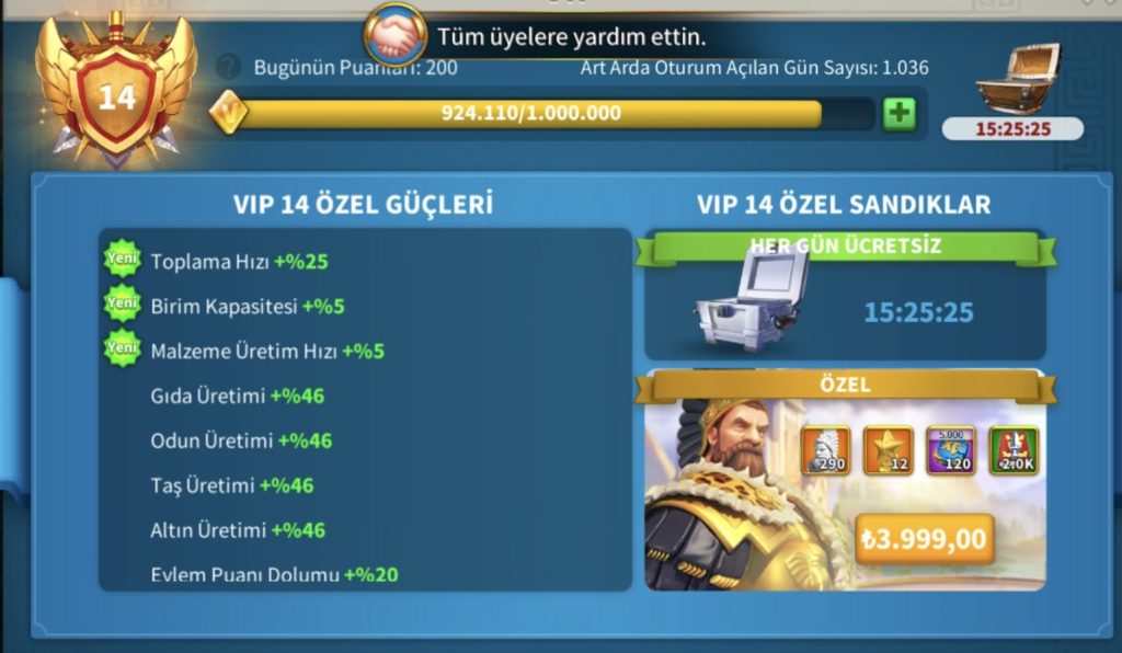 VİP14 TATİL BİLETİ İLE GÖÇ EDEBİLİR // PİYADE T5 HESAP ! +600 GÜN HIZLANDIRMA !