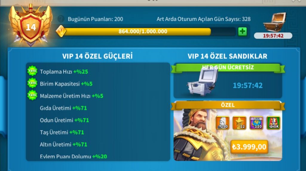 3.SEZON HAZIR GÖÇ EDEBİLİR VİP14 HESAP !