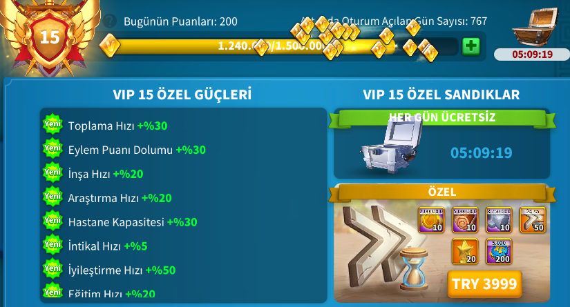 GELİŞİME AÇIK VİP 15