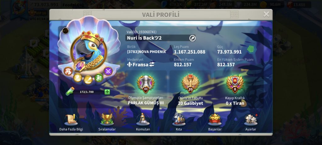 VİP16 EFSANE GARNİZONLU HAZIR GÖÇ EDEBİLİR T5 HESAP ! +754 ALTIN KAFA ! 811 GÜN HIZ !