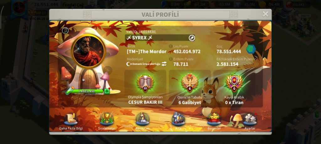 KELEPİR FİYATA VİP17 HESAP +200K CEVHER + 1160 ALTIN KAFA + 1100 GÜN HIZ !