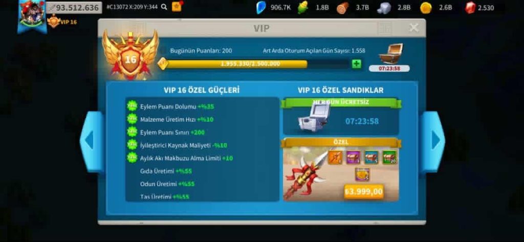 VİP16 GÖÇE HAZIR 4KITA FULL SETT AÇIK ALAN HESABI