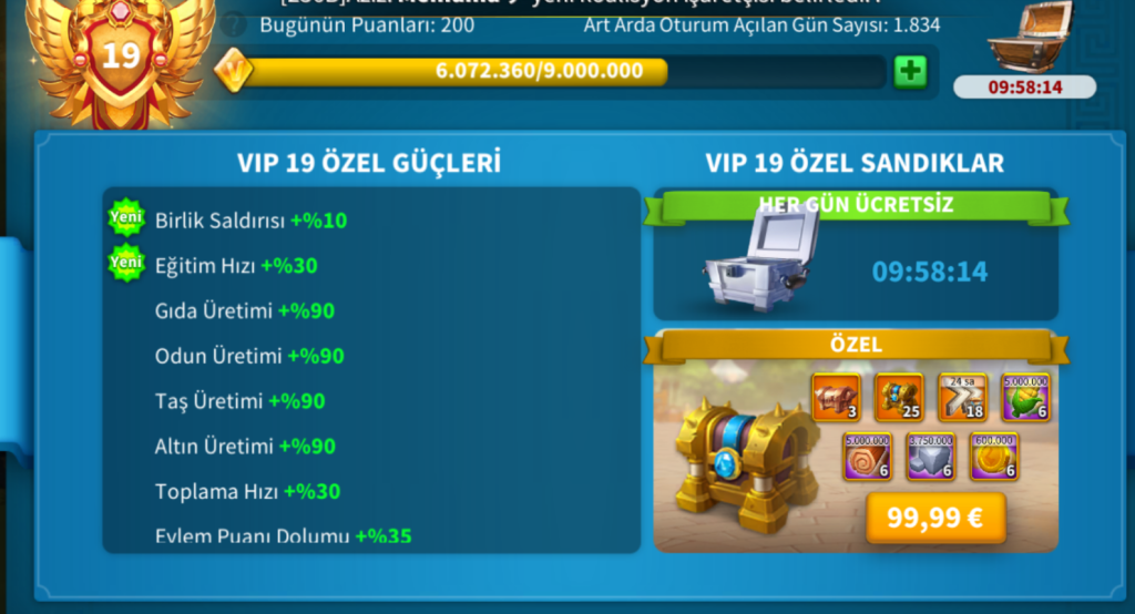 VİP19 // 6 KITA FULL SET ! 53B RSS ! 1680 GÜN HIZLANDIRMA ! 48/27 KRİTİK TAM BİR GLADİO !