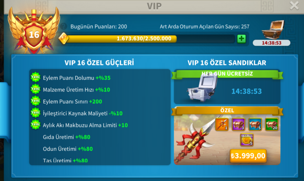SINIRSIZ PİYADE ZENİTHLİ 257 GÜNLÜK T5 HESAP 3.SEZON GİRİŞİ