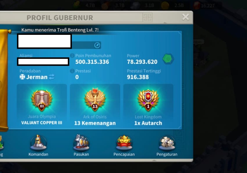 VIP 15 | 3 KITA | 22B RSS | 700+ ALTIN KAFA | 400+ GÜN HIZLANDIRMA | 78M GÜÇ |