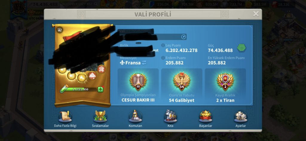 Vip18 e son 120K // VİP17 HAZIR GÖÇ EDEBİLİR  – 4 KITA FULL SET + 1 KARIŞIK SET ! 1010 GOLD CHEST ! 12B RSS + 1125 GÜN HIZLANDIRMA !