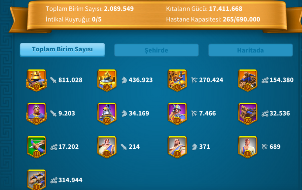 Vip18 e son 120K // VİP17 HAZIR GÖÇ EDEBİLİR  – 4 KITA FULL SET + 1 KARIŞIK SET ! 1010 GOLD CHEST ! 12B RSS + 1125 GÜN HIZLANDIRMA !
