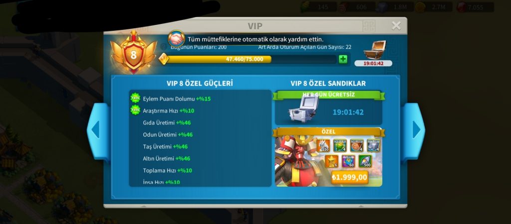 21 GÜNLÜK | VİP 8 | 100 ALTIN KAFA | 130M RSS